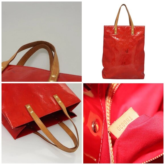 LOUIS VUITTON Monogram Vernis Reade MM Hand Bag Red Rouge - Picture 12 of 14